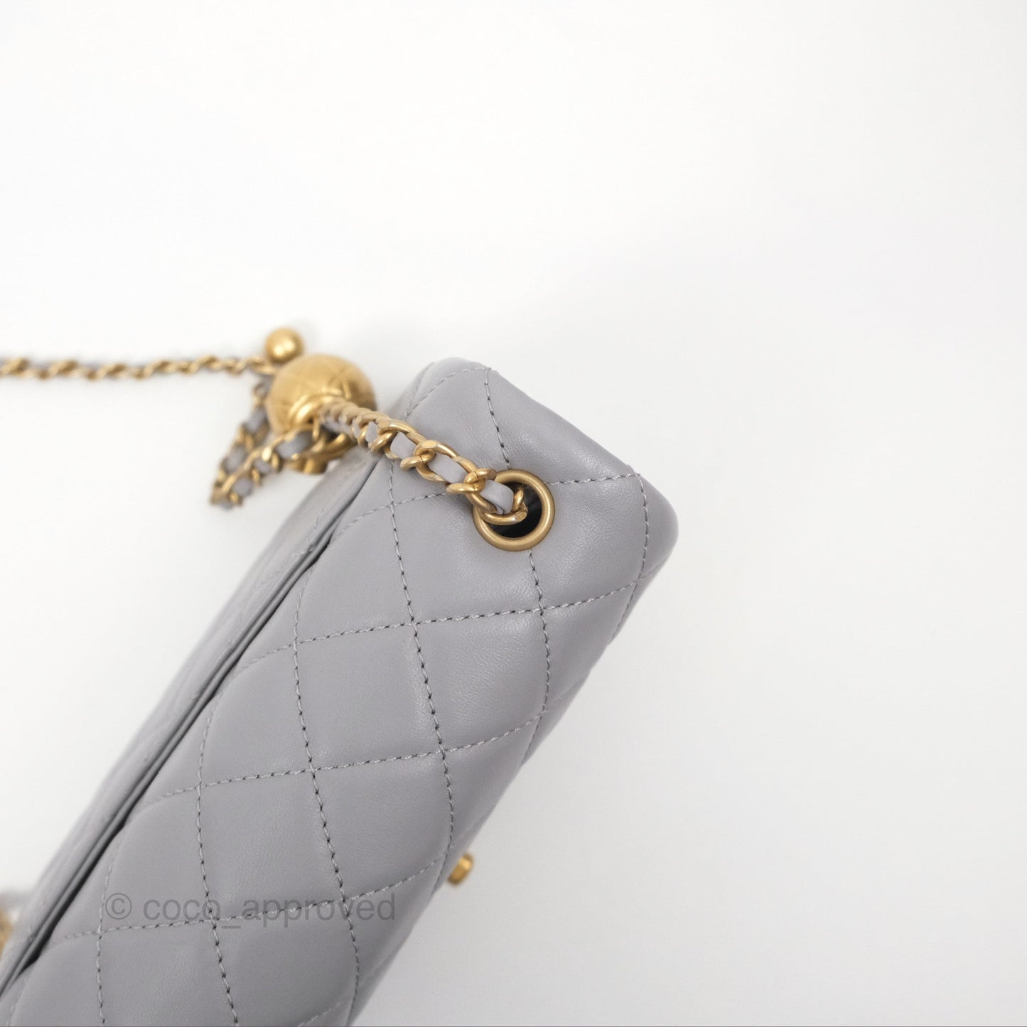 Chanel Mini Rectangular Pearl Crush Grey Lambskin Aged Gold Hardware