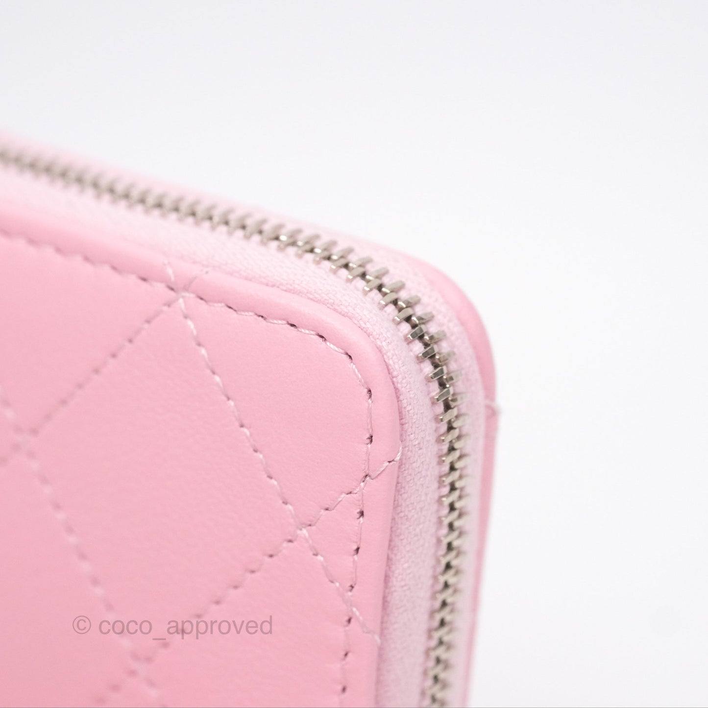 Chanel Classic Zipped Coin Purse Pink CC Silver Hardware