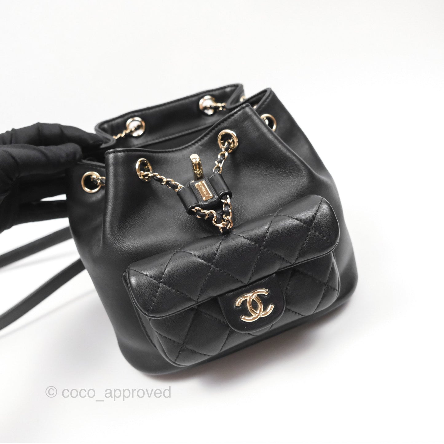 Chanel Quilted Small Duma Drawstring Backpack Black Lambskin