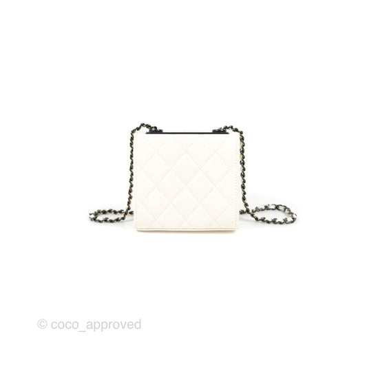 Chanel Mini Quilted Trendy CC Clutch With Chain White Lambskin Black Hardware