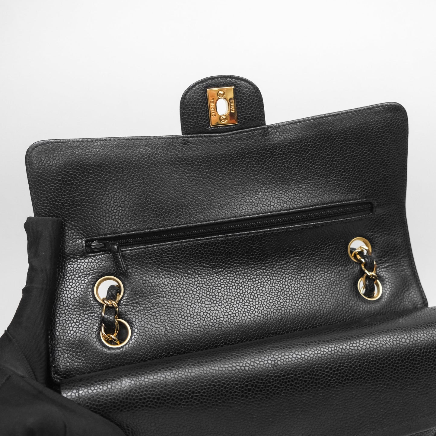 Chanel Classic Medium Flap Quilted Black Caviar Gold Hardware