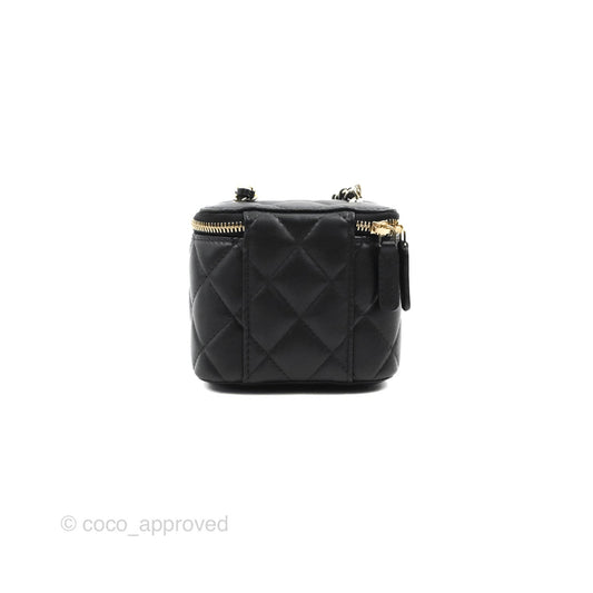 Chanel Mini Ball Crush Vanity With Chain Black Lambskin Gold Hardware