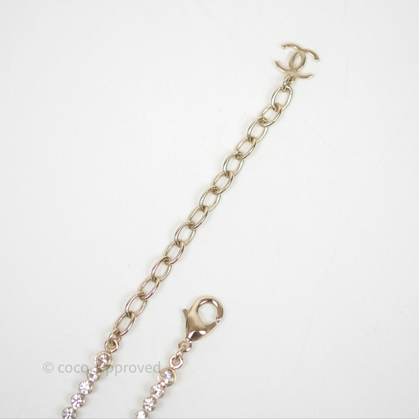 Chanel Crystal Round CC Necklace Gold Tone 23B