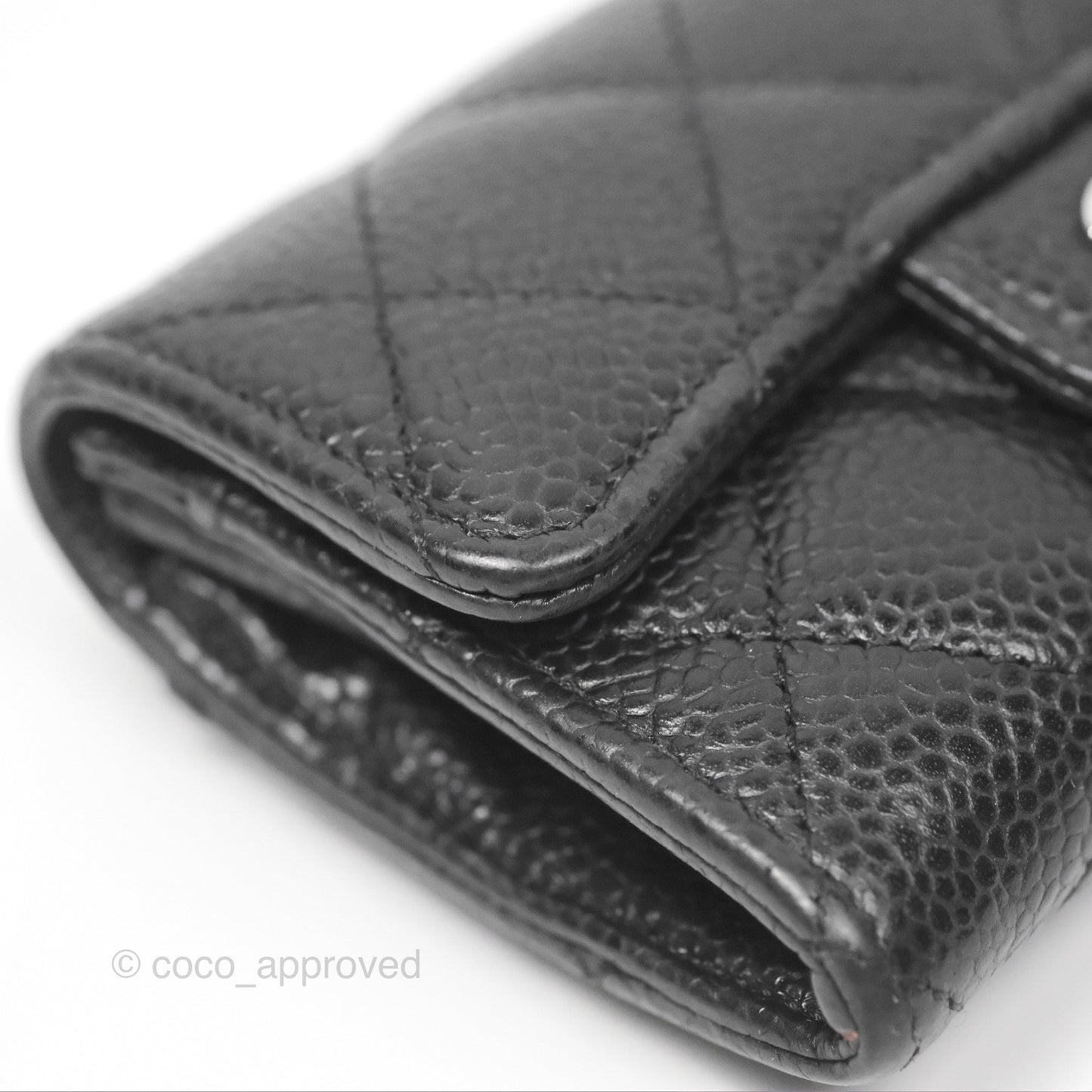 Chanel Classic Quilted Flap Card Holder Black Caviar Silver Hardware