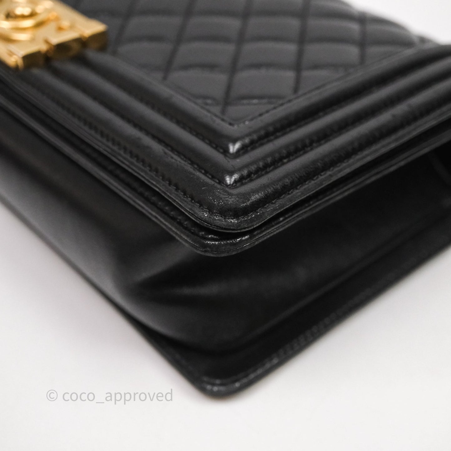 Chanel Medium Boy Quilted Black Lambskin Aged Gold Hardware