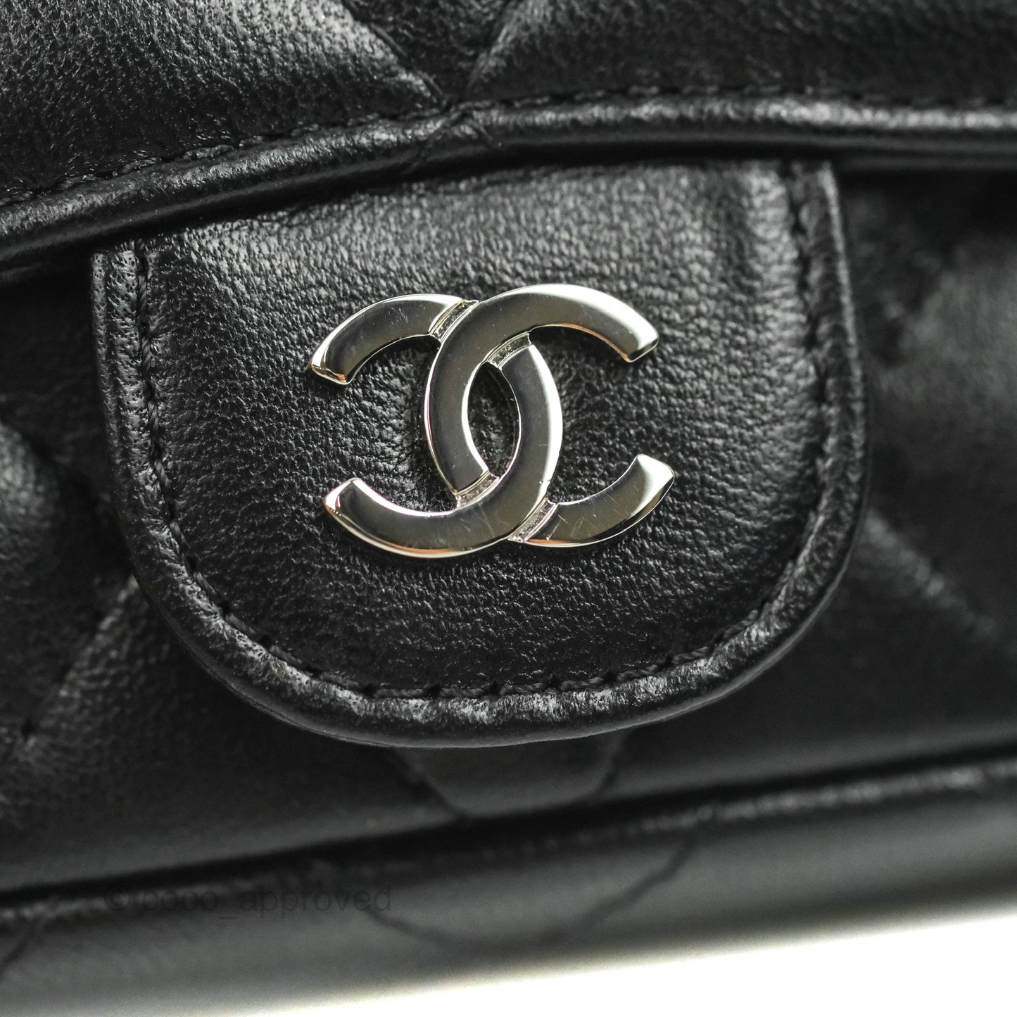 Chanel Mini Card Holder Chain Belt Bag Black Lambskin Silver Hardware 21B