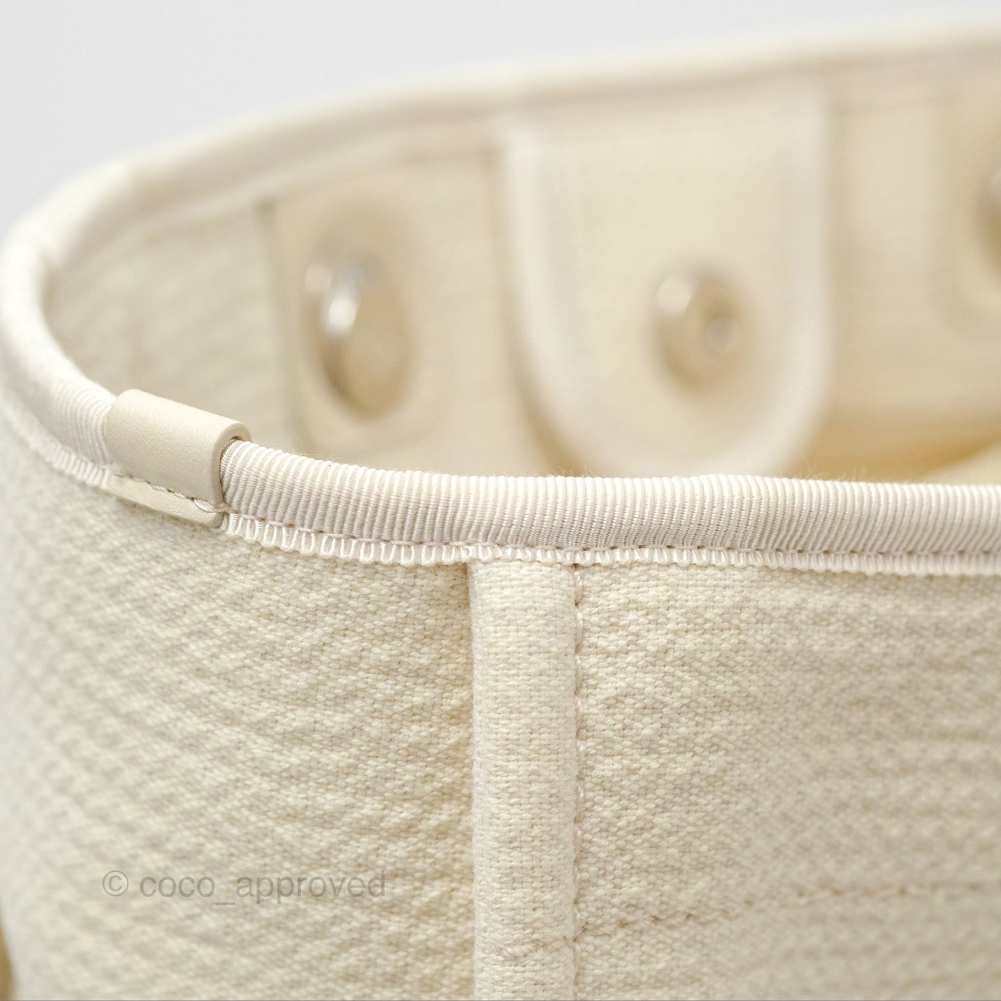 Chanel Medium Deauville Tote Ivory Cotton Silver Hardware