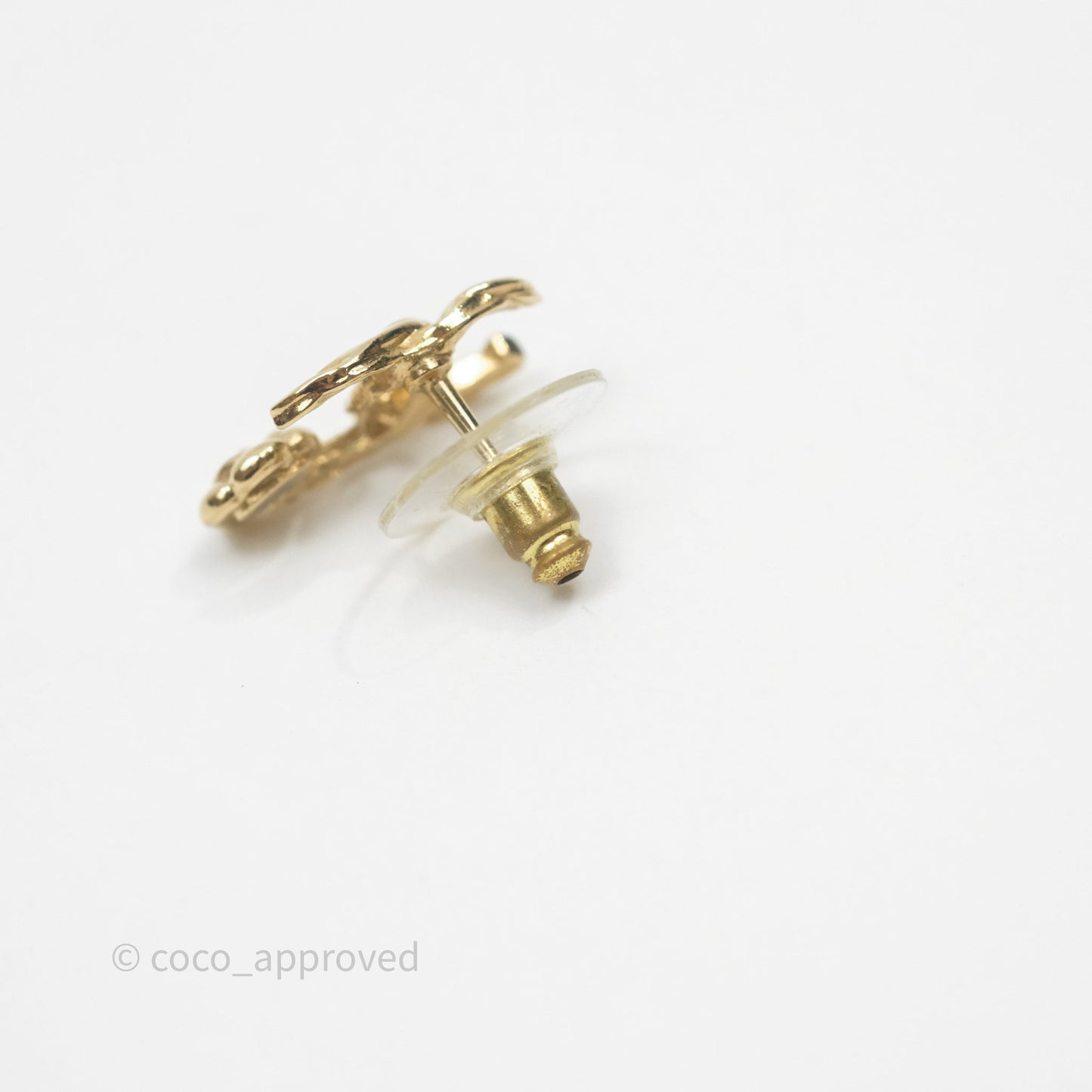 Chanel CC Camellia Earrings Gold Tone 22A