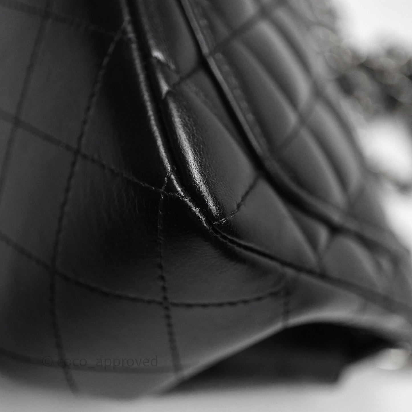 Chanel Mini Square Quilted Black Lambskin Silver Hardware