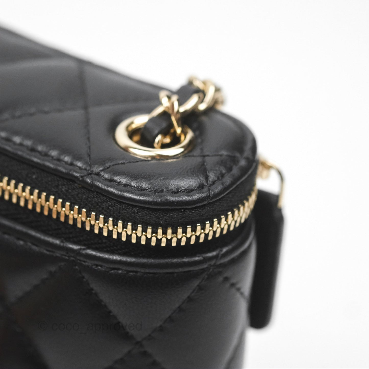 Chanel Classic Mini Vanity With Chain Black Lambskin Gold Hardware