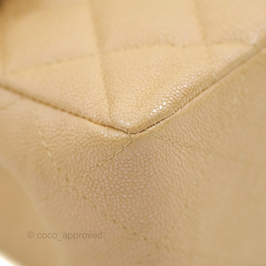 Chanel Classic Small S/M Flap Iridescent Beige Caviar Gold Hardware 19S