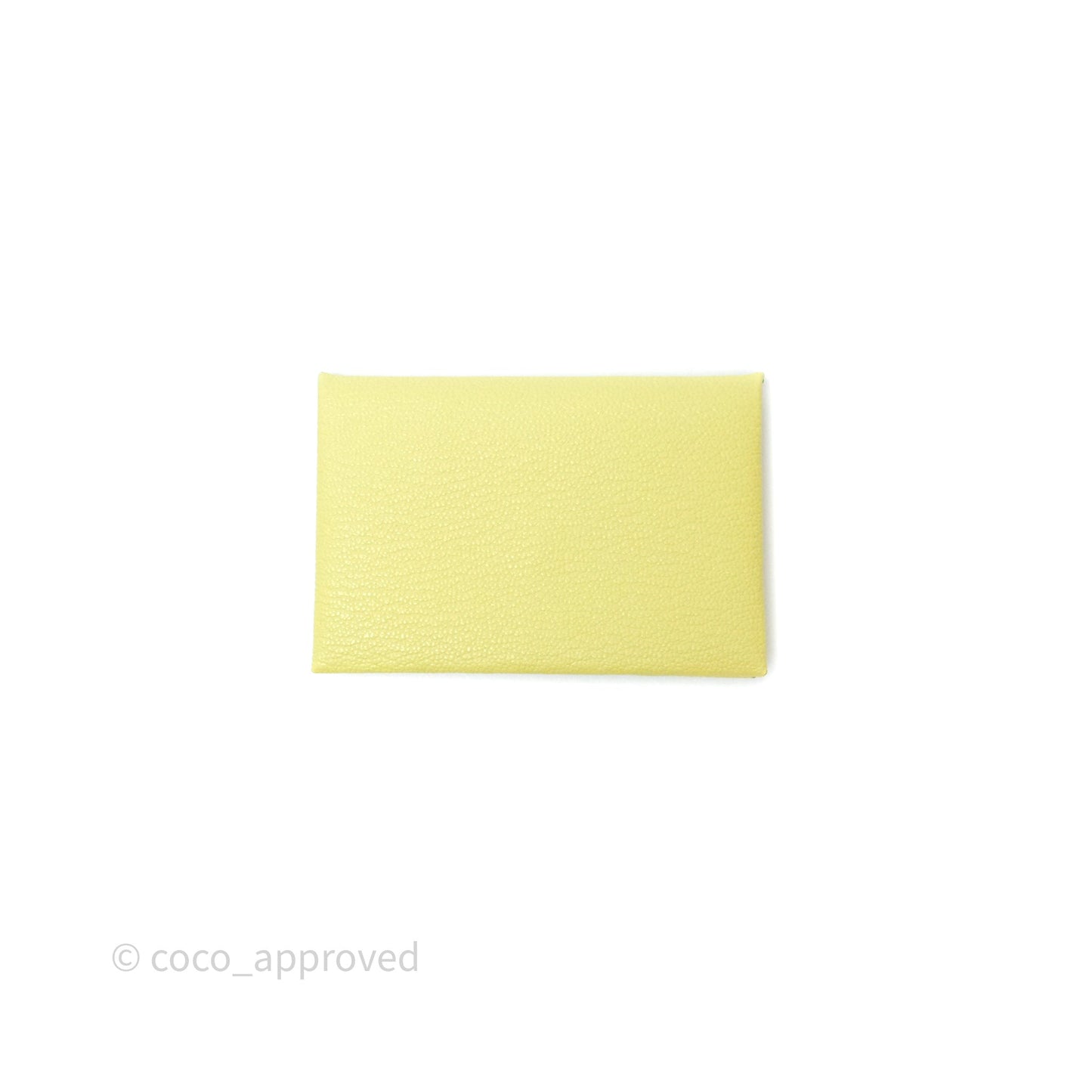 Hermès Calvi Card Holder Limoncello Chèvre Mysore Palladium Hardware