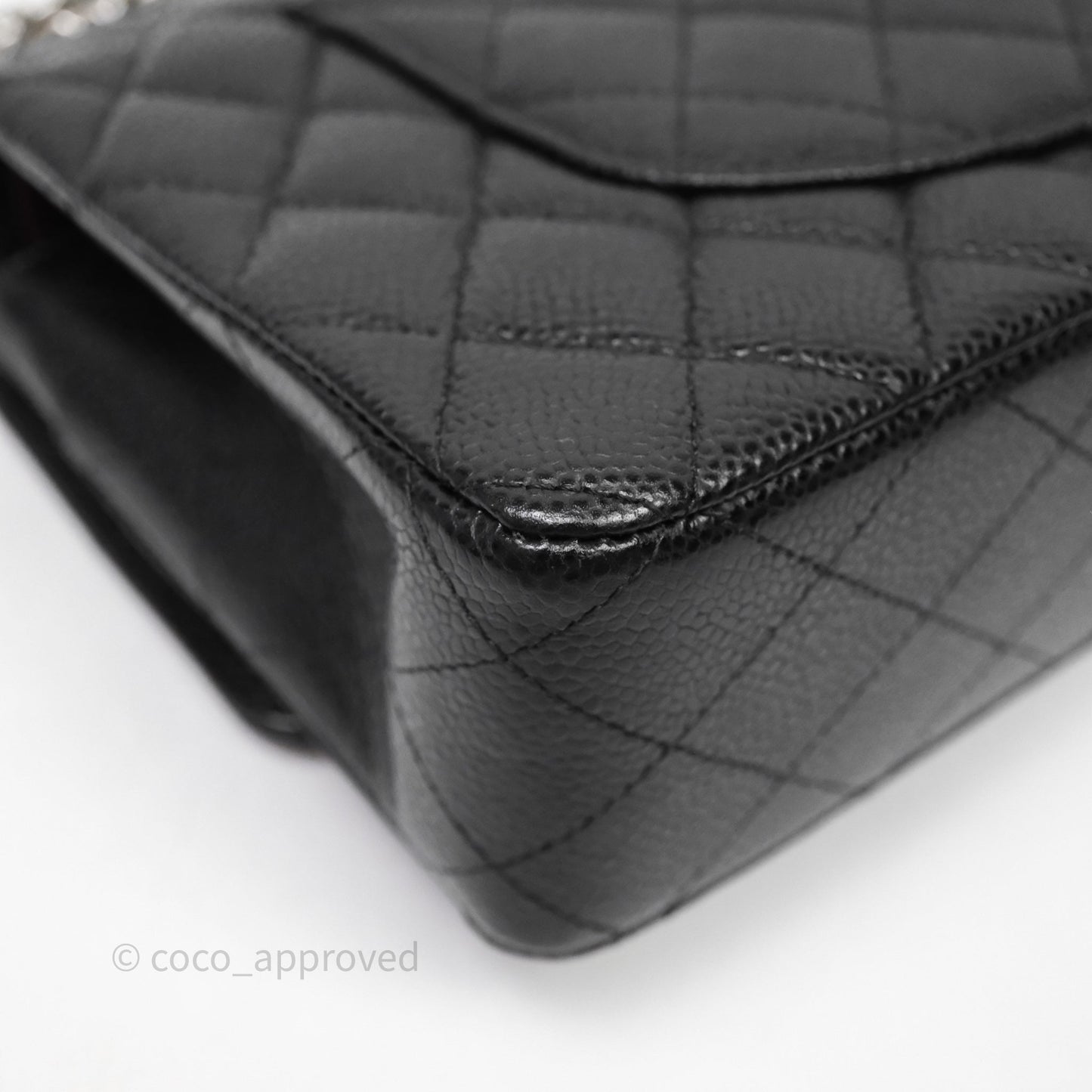 Chanel Classic M/L Medium Flap Quilted Black Caviar Silver Hardware