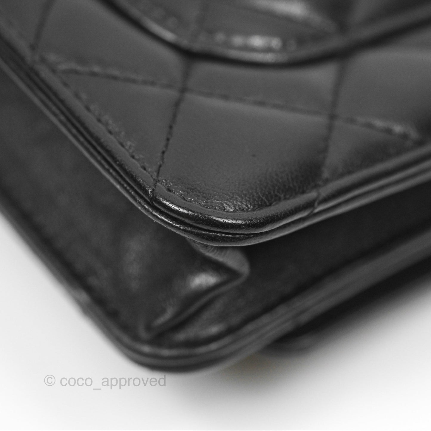 Chanel All Slide Wallet on Chain WOC Adjustable Chain Quilted Black Lambskin 22K
