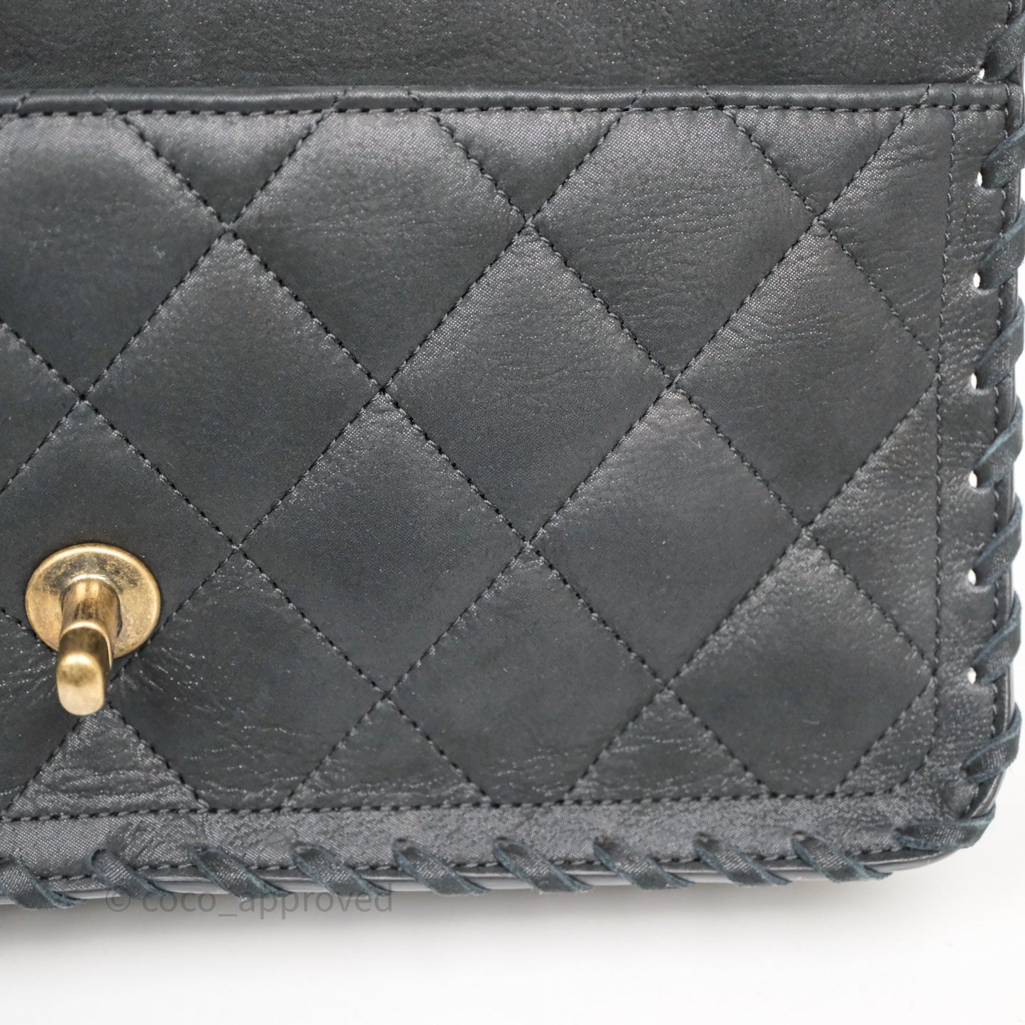 Chanel Braided Flap Bag Black Nubuck Aged Gold Hardware