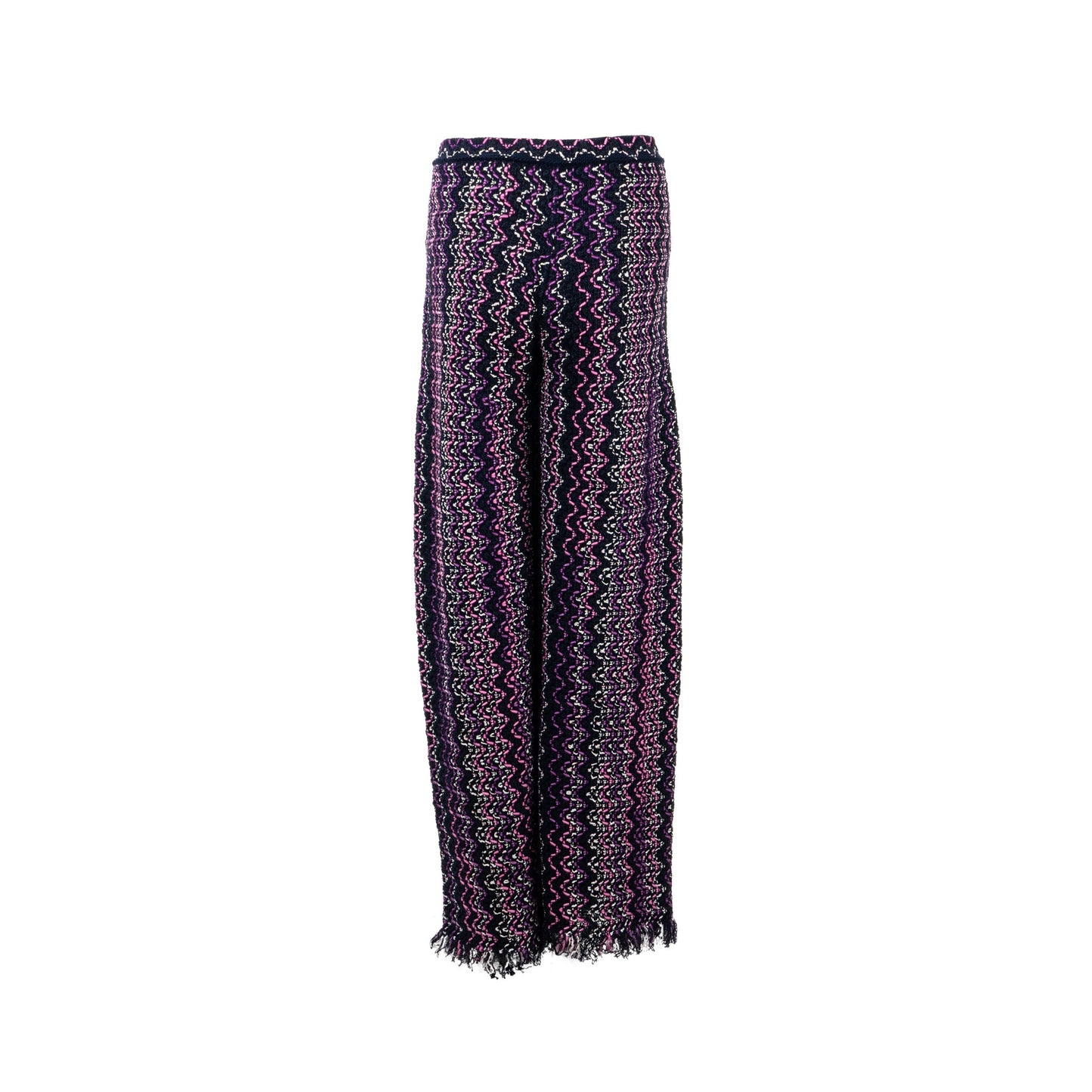 Chanel 21p Size 34 Pants Tweed Navy Blue/Purple/Pink