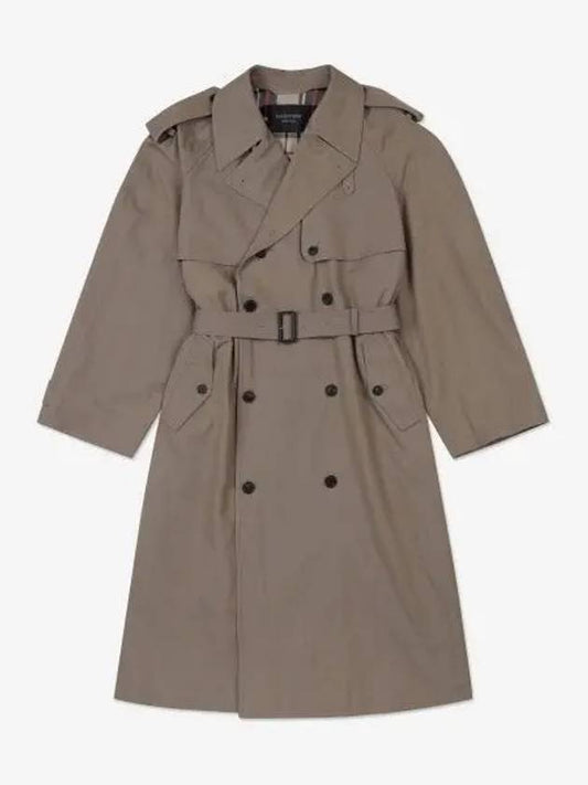Luxury Balenciaga WoMen's Oversized Shoulder Tab Trench Coat Beige