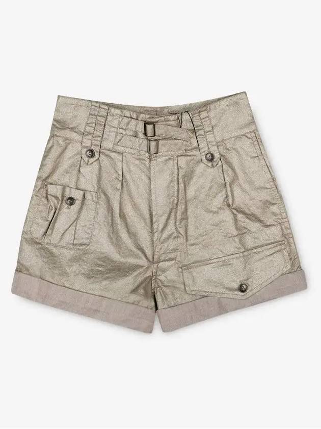 Luxury Saint Laurent Women's Cargo High Waist Shorts Beige
