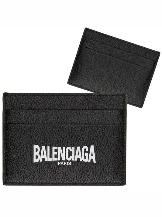 Luxury Balenciaga Logo Print Card Wallet Black