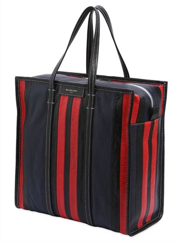 Luxury Balenciaga Bazar Striped Medium Tote Bag Red Navy