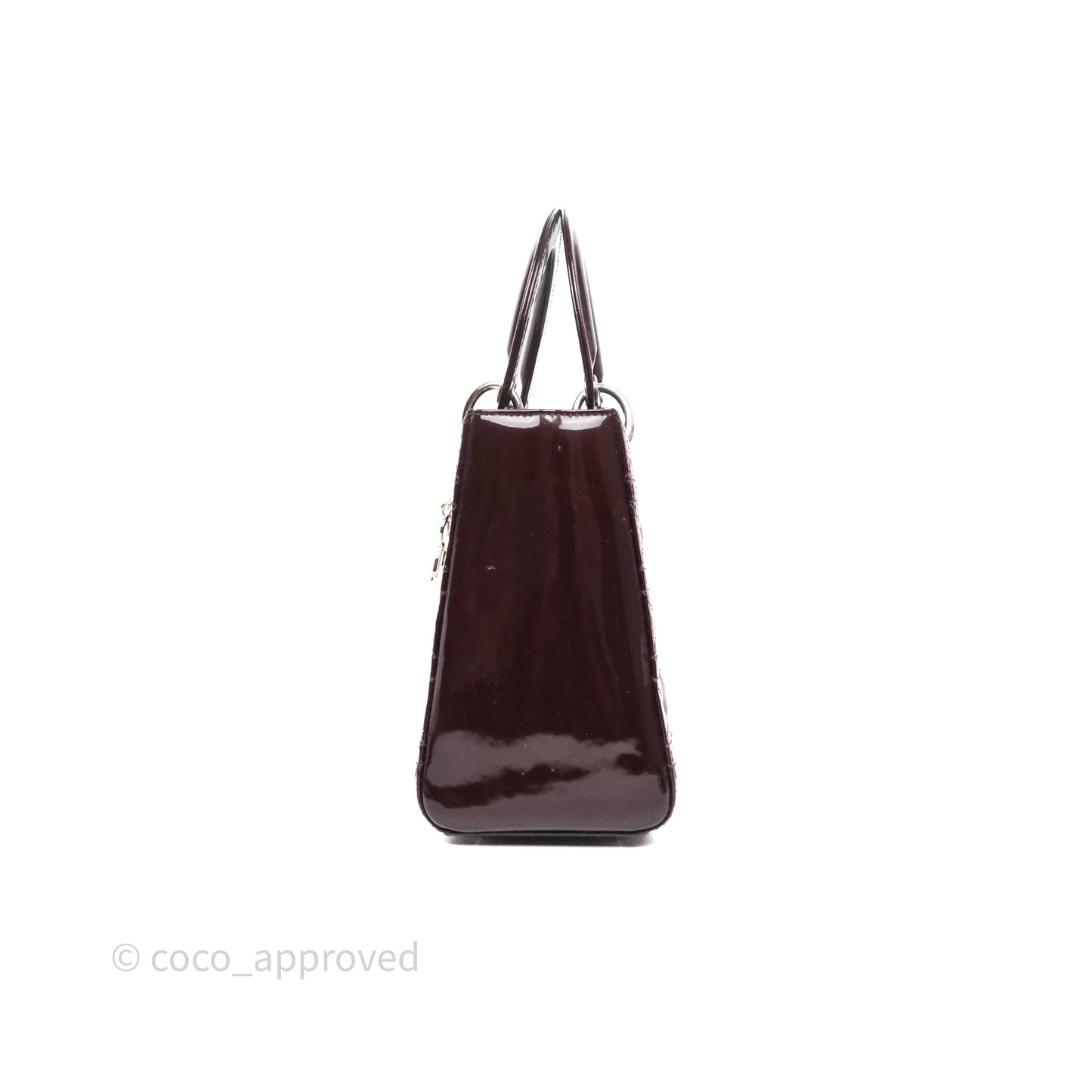 Christian Dior Medium Lady Dior Burgundy Patent Silver Hardware
