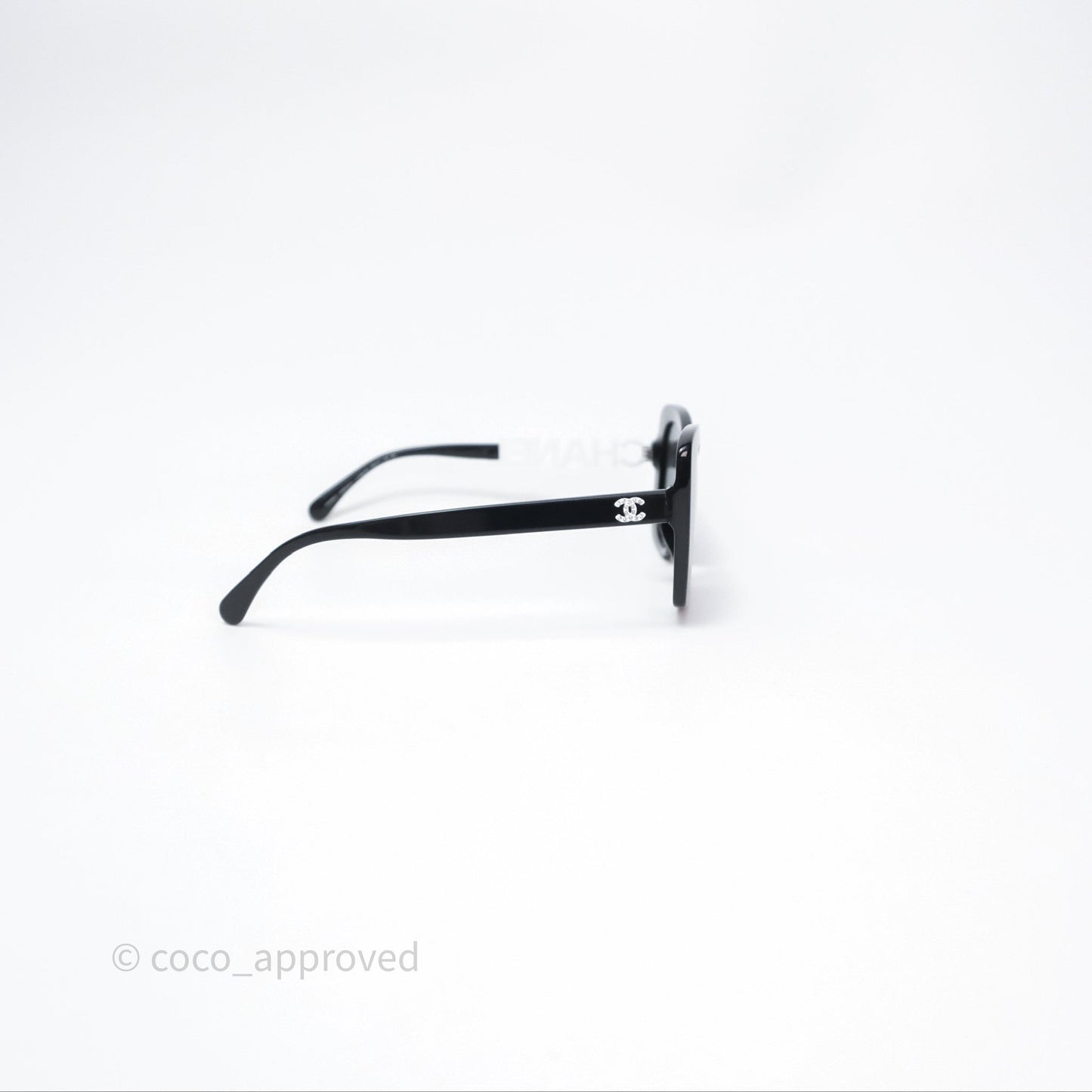 Chanel Acetate Strass Square Polarized Sunglasses Black/ White