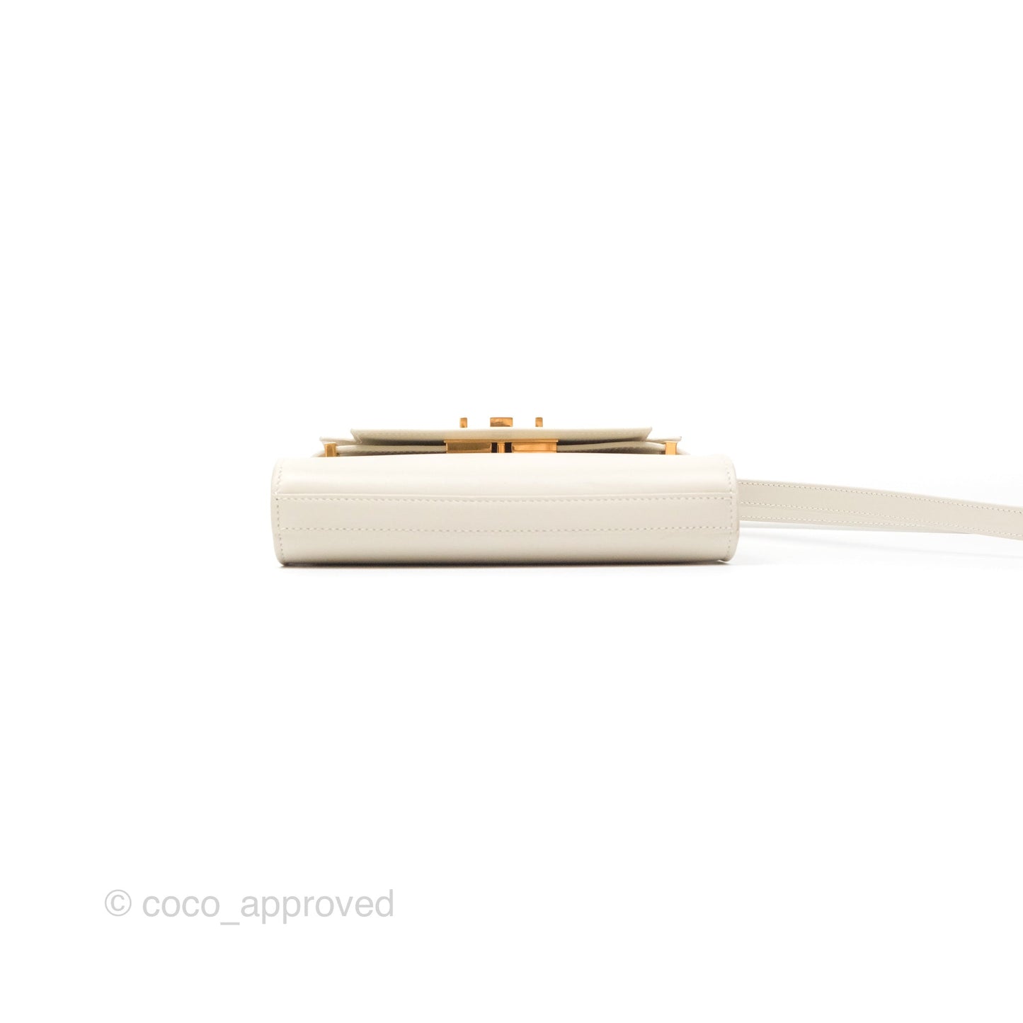 Saint Laurent Mini Manhattan Box Calfskin Blanc Vintage Gold Hardware