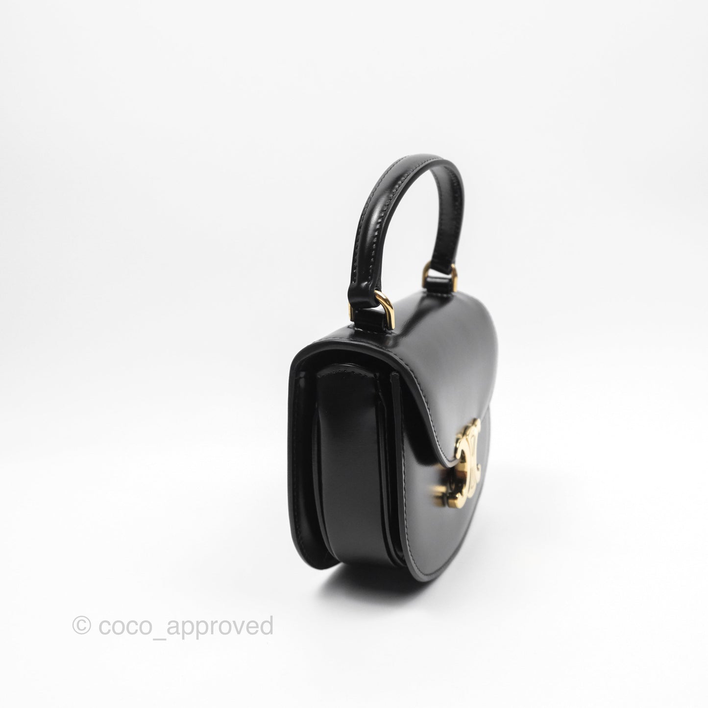 Celine Mini Besace Clea in Shiny Calfskin Black