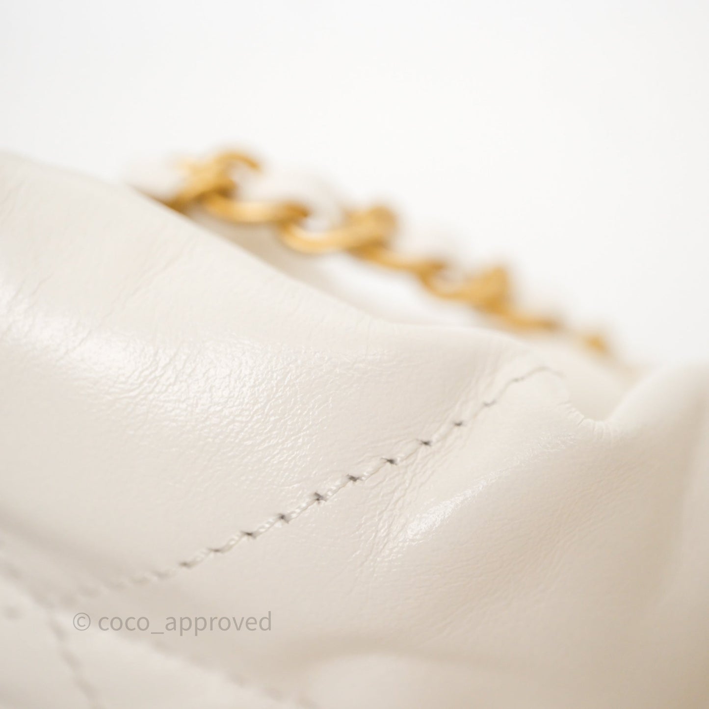 Chanel 22 Mini Bag White Calfskin Aged Gold Hardware