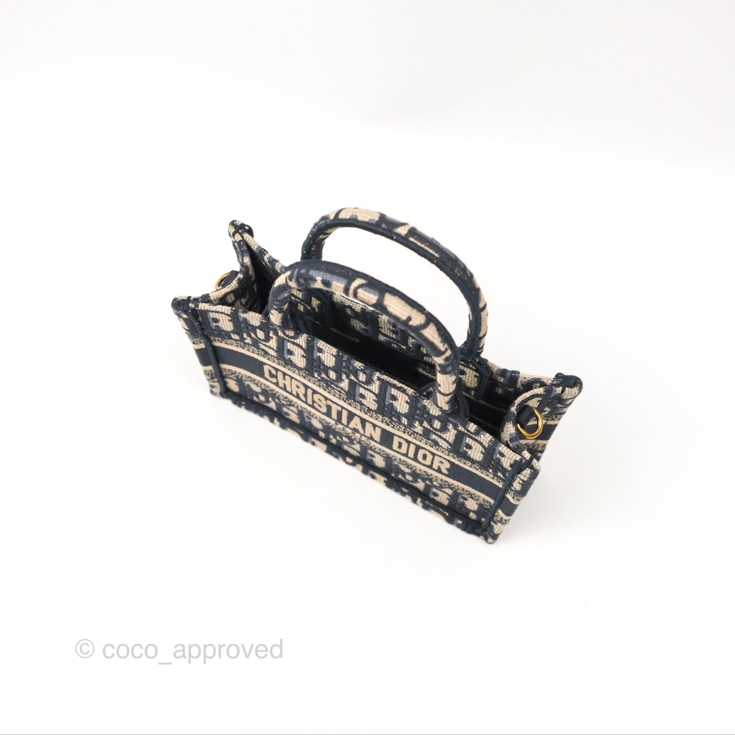 Dior Mini Book Tote With Strap Oblique Blue