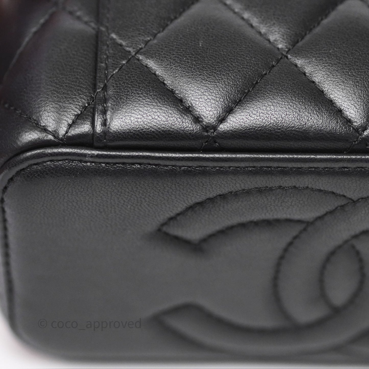 Chanel Crystals Top Handle Vanity Rectangular Black Lambskin Gold Hardware