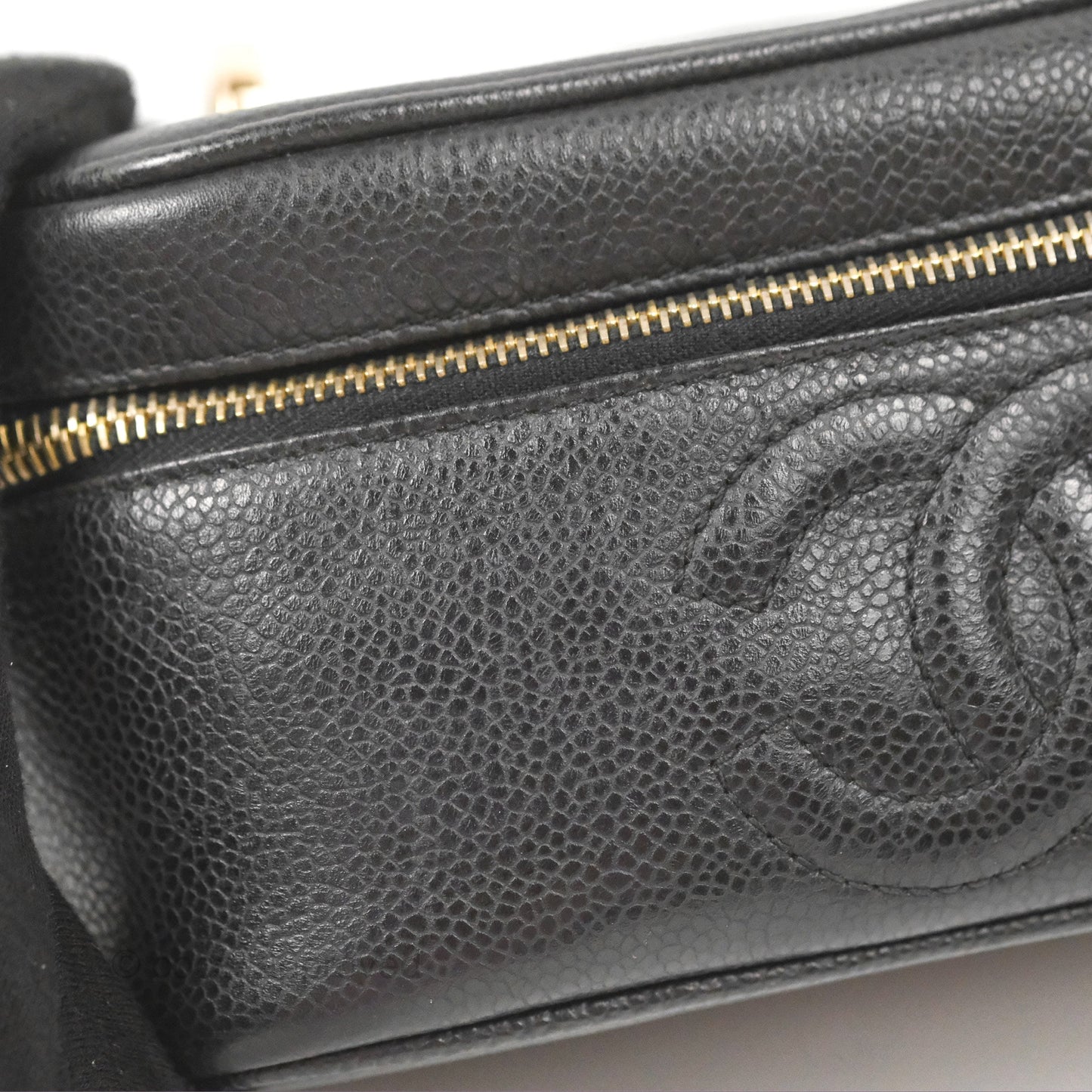 Chanel Vintage Vanity Case Black Caviar Gold Hardware