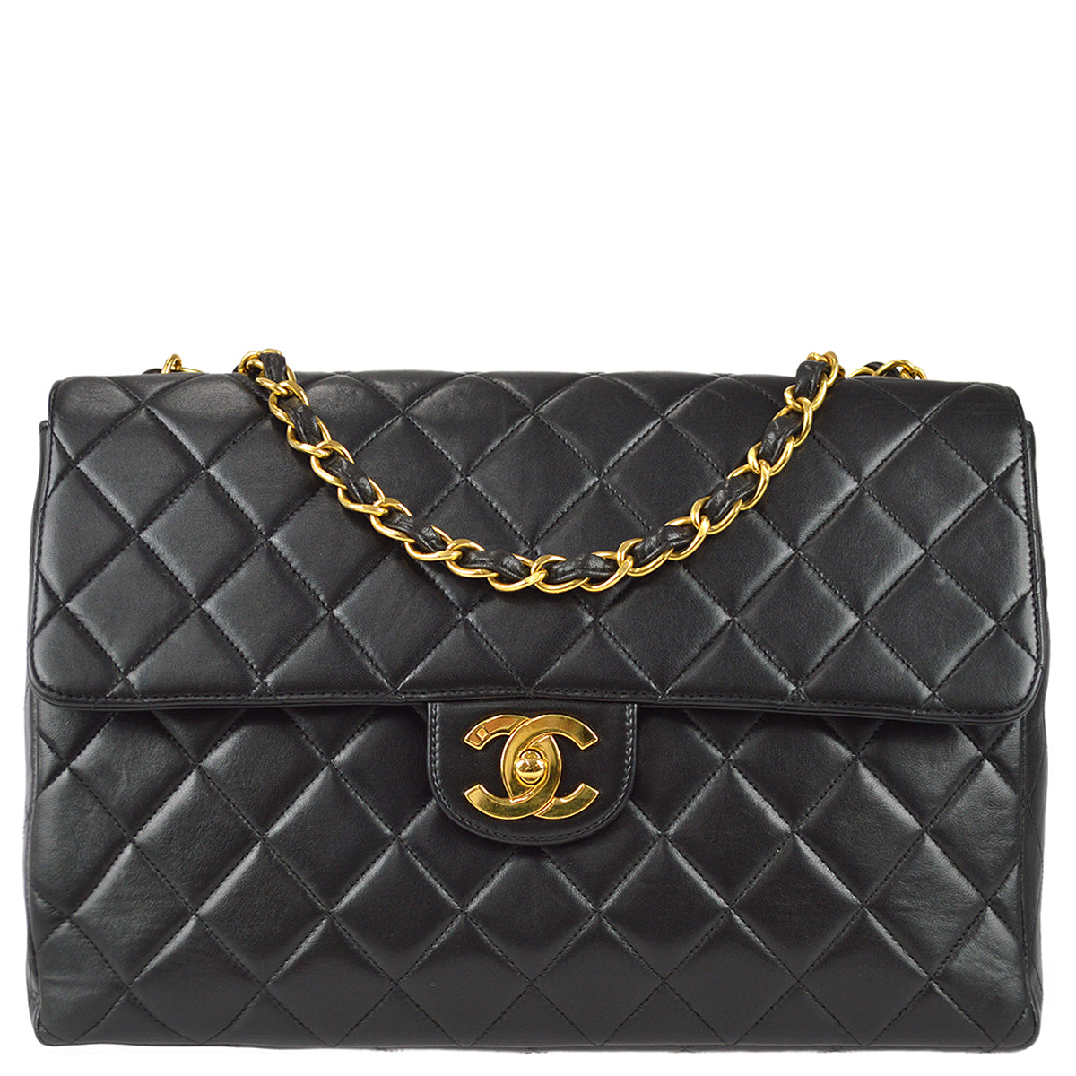 Luxury Chanel 1996-1997 Lambskin Jumbo Classic Flap Bag