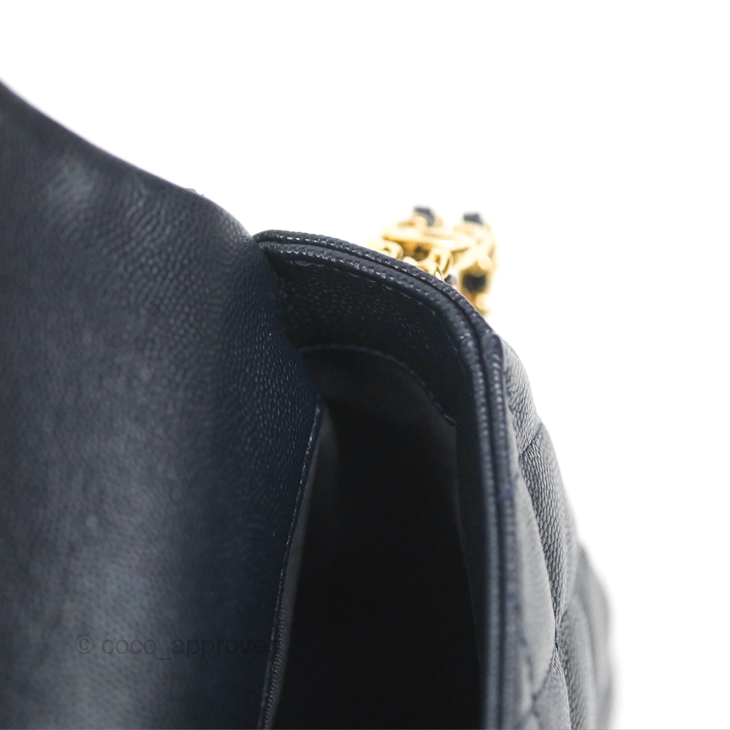 Chanel Quilted CC You Flap Navy Blue Caviar Gold Hardware 23C