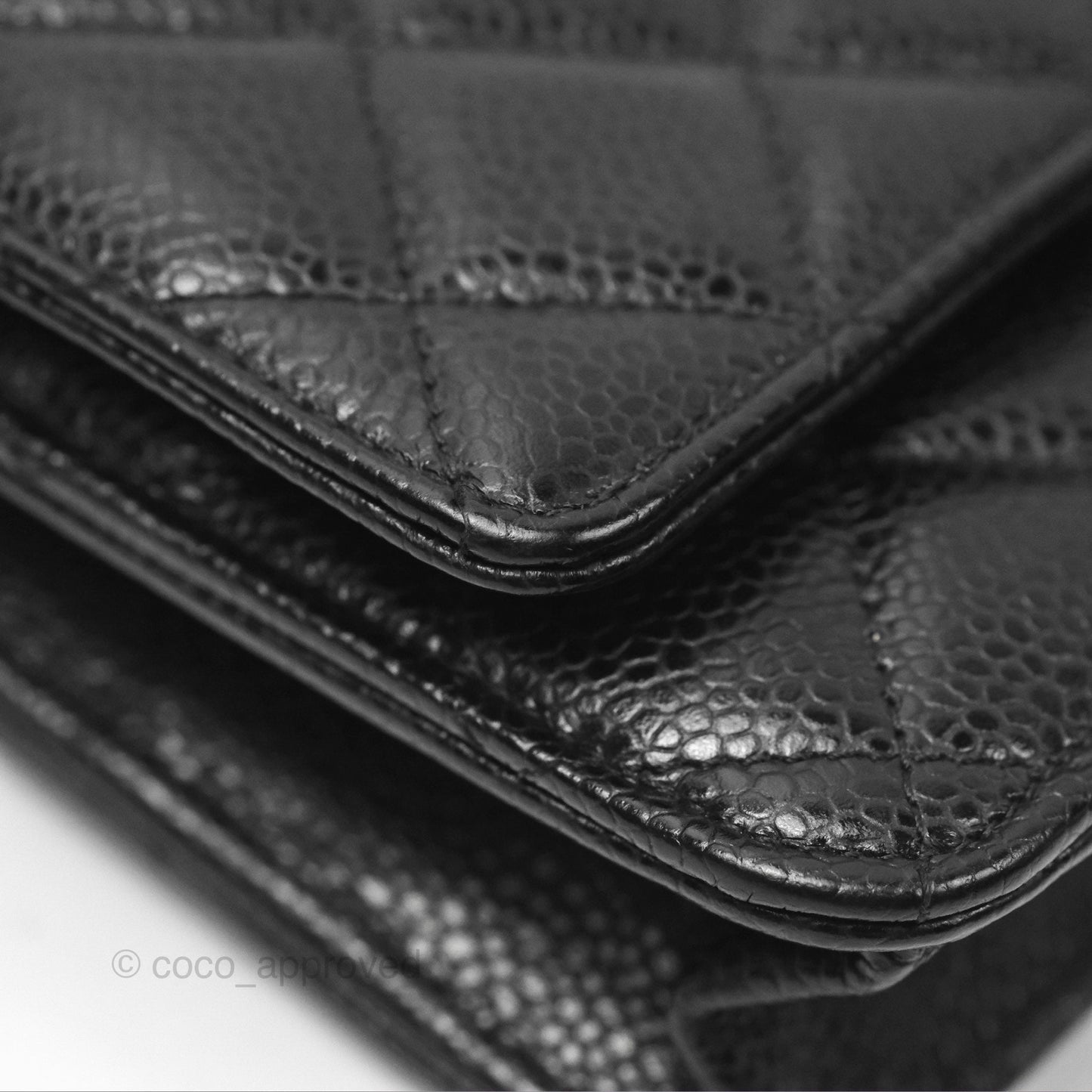 Chanel Classic Quilted Wallet On Chain WOC Black Caviar Gold Hardware