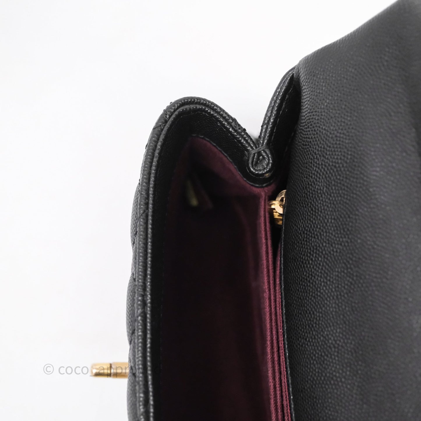 Chanel Small Quilted Coco Handle Black Caviar Aged Gold Hardware