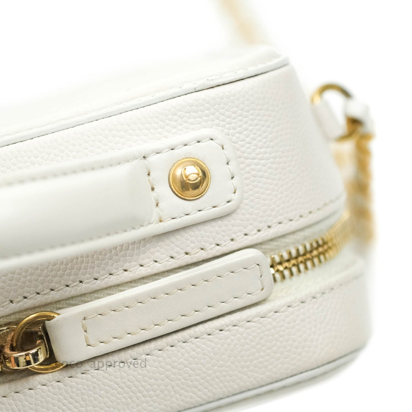 Chanel Quilted Small CC Filigree Vanity Case White Caviar
