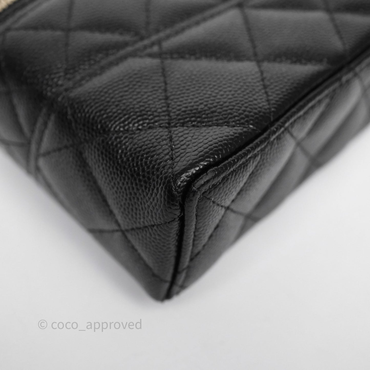 Chanel Top Handle Long Vanity with Chain Black Caviar Gold Hardware 25C