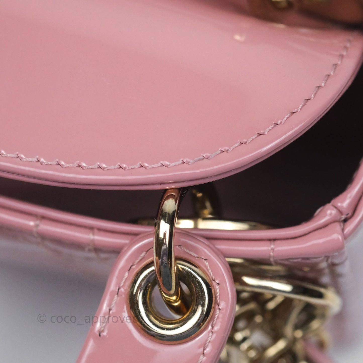 Christian Dior Micro Lady Dior Pink Patent Cannage Calfskin Gold Hardware