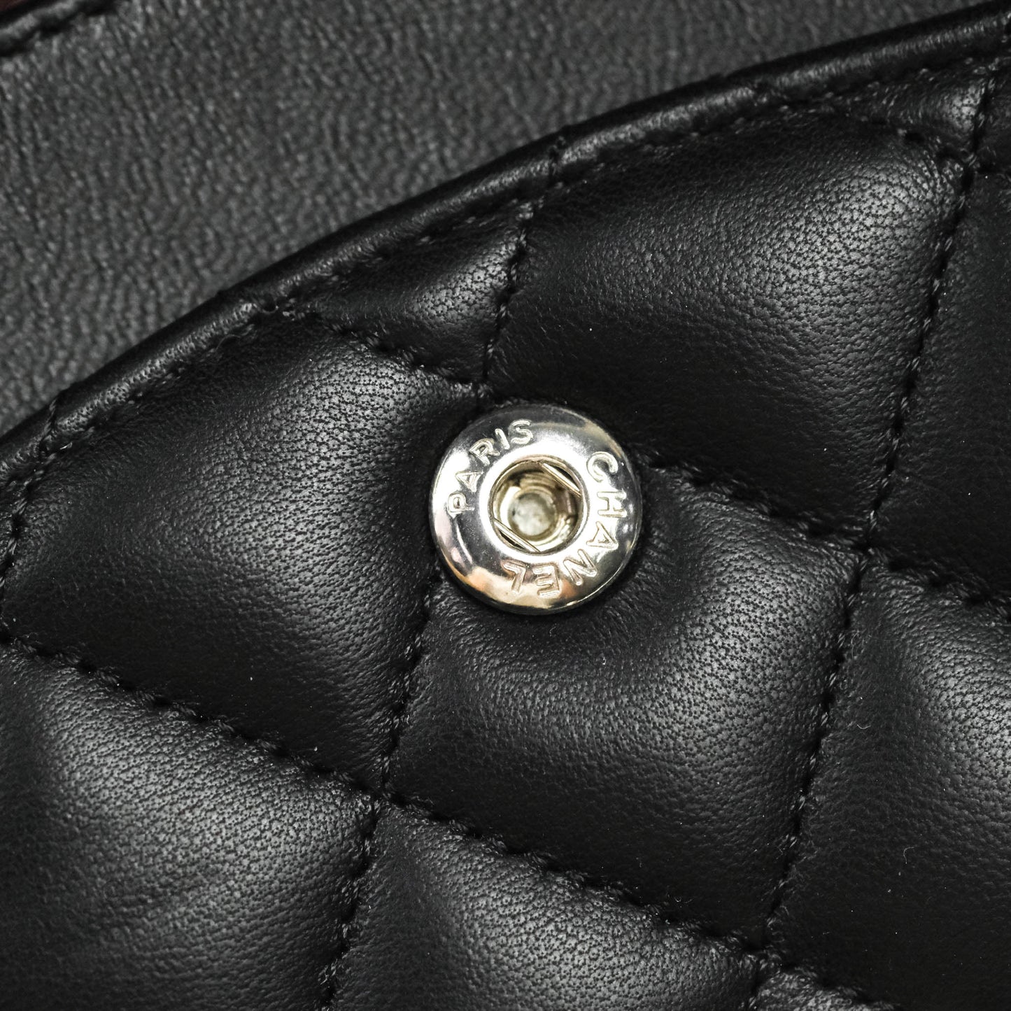 Chanel Classic M/L Medium Double Flap Black Lambskin Silver Hardware