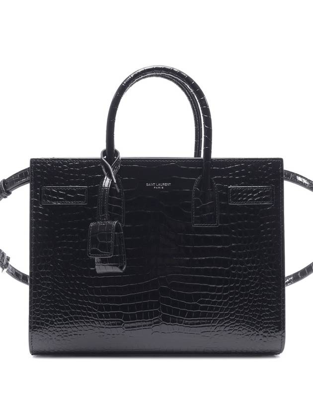 Luxury Saint Laurent Sac De Jour Crocodile Tote Bag Black