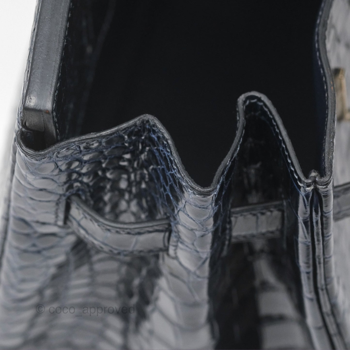 Hermès Birkin 35 Porosus Marine 78 Palladium Hardware