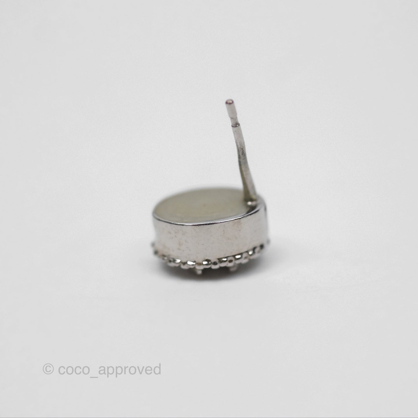 Chanel CC Round Earrings Silver Tone 19P