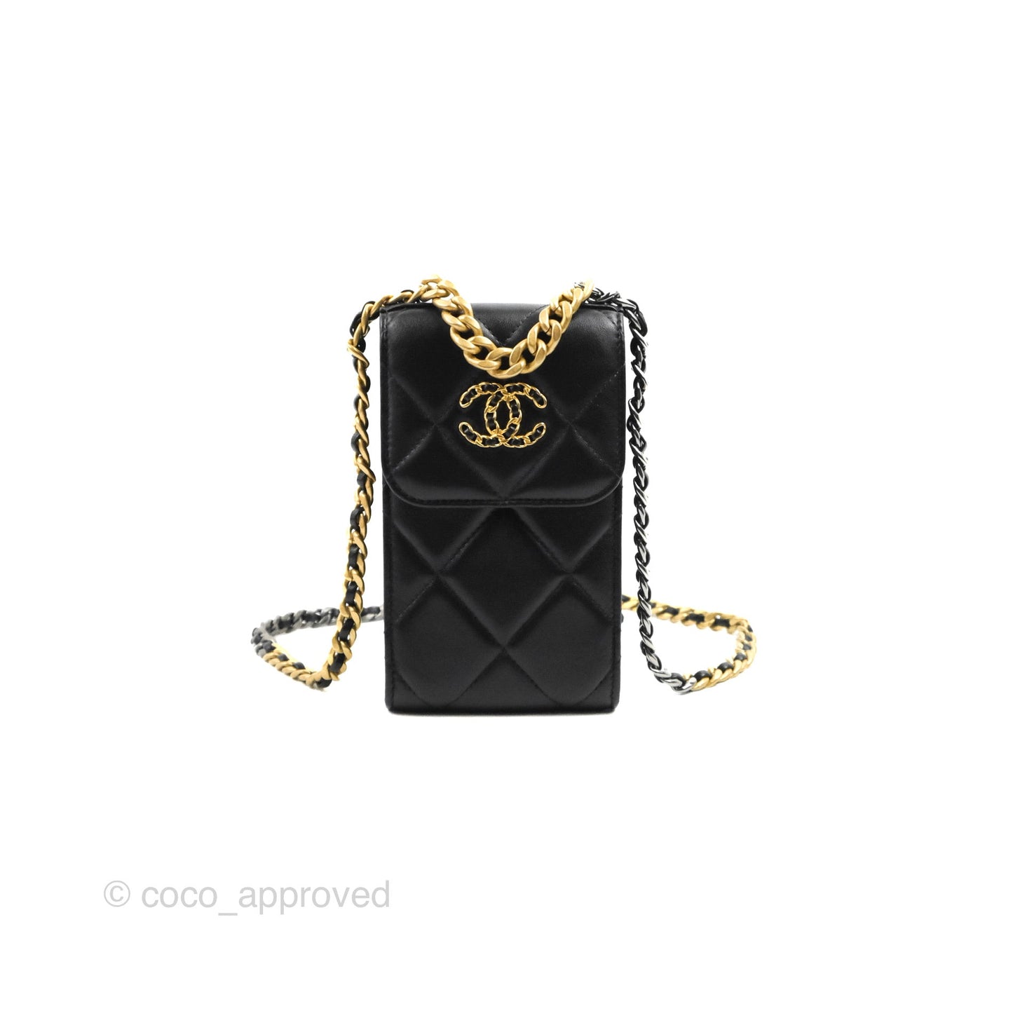 Chanel 19 Phone Holder Black Mixed Hardware