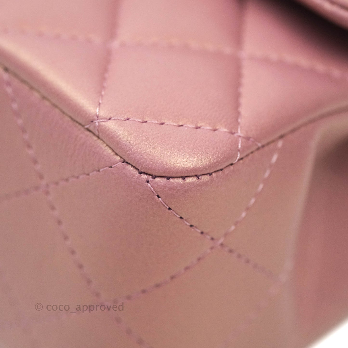 Chanel Top Handle Mini Rectangular Flap Bag Iridescent Dark Pink Lambskin Aged Gold Hardware