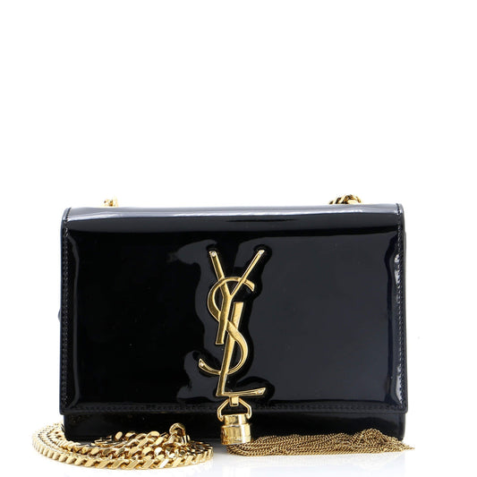 Luxury Saint Laurent Classic Monogram Tassel Crossbody Bag Patent Small