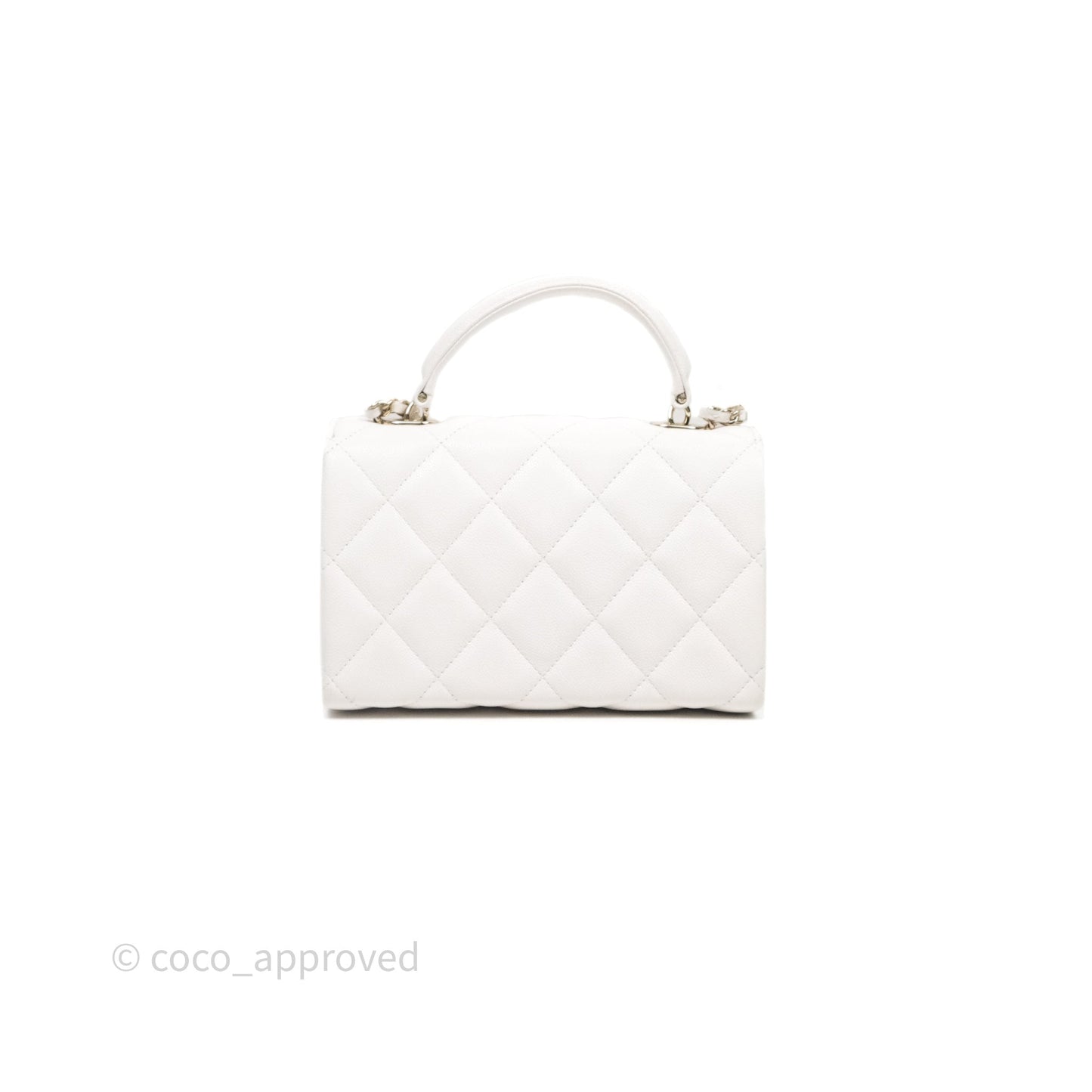Chanel Small Coco Lady Quilted Flap Bag With Top Handle White Calfskin Gold Hardware