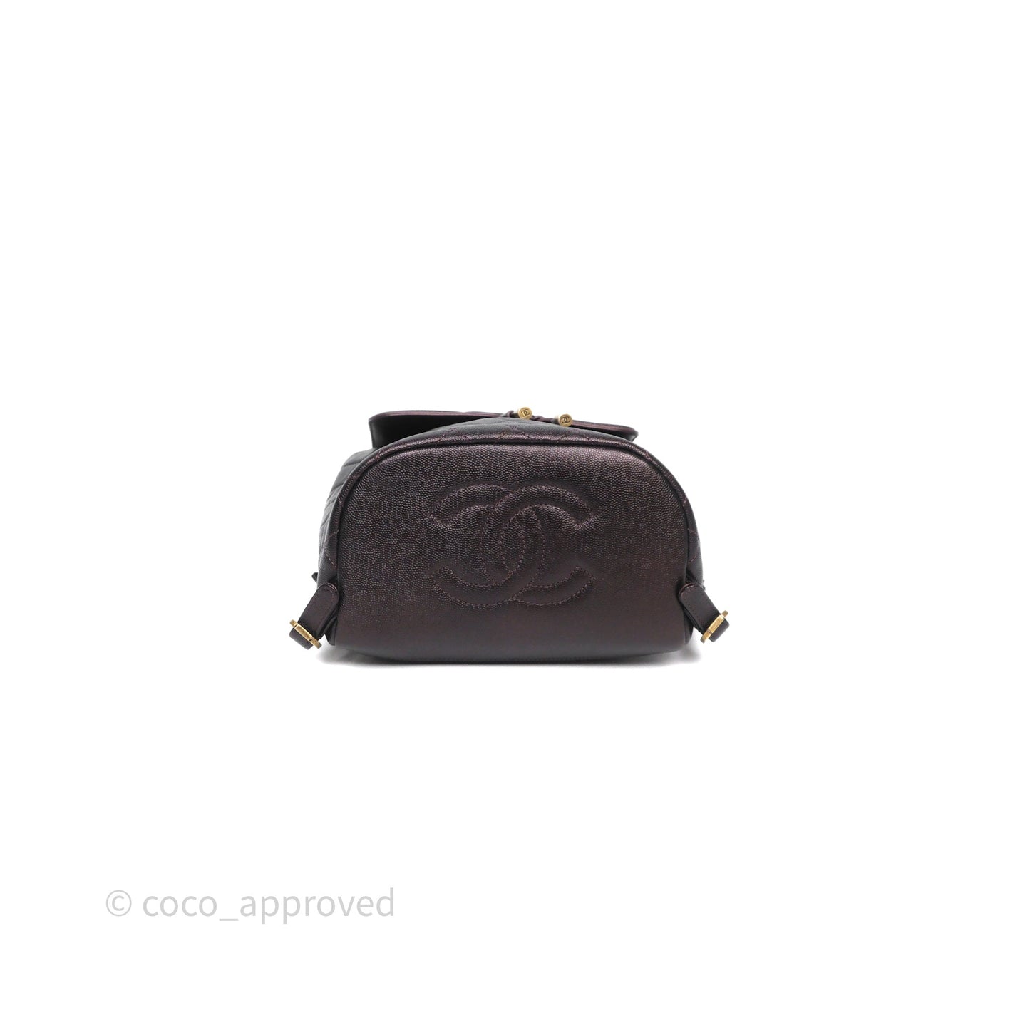Chanel Quilted Filigree Backpack Iridescent Burgundy Caviar Aged Gold Hardware