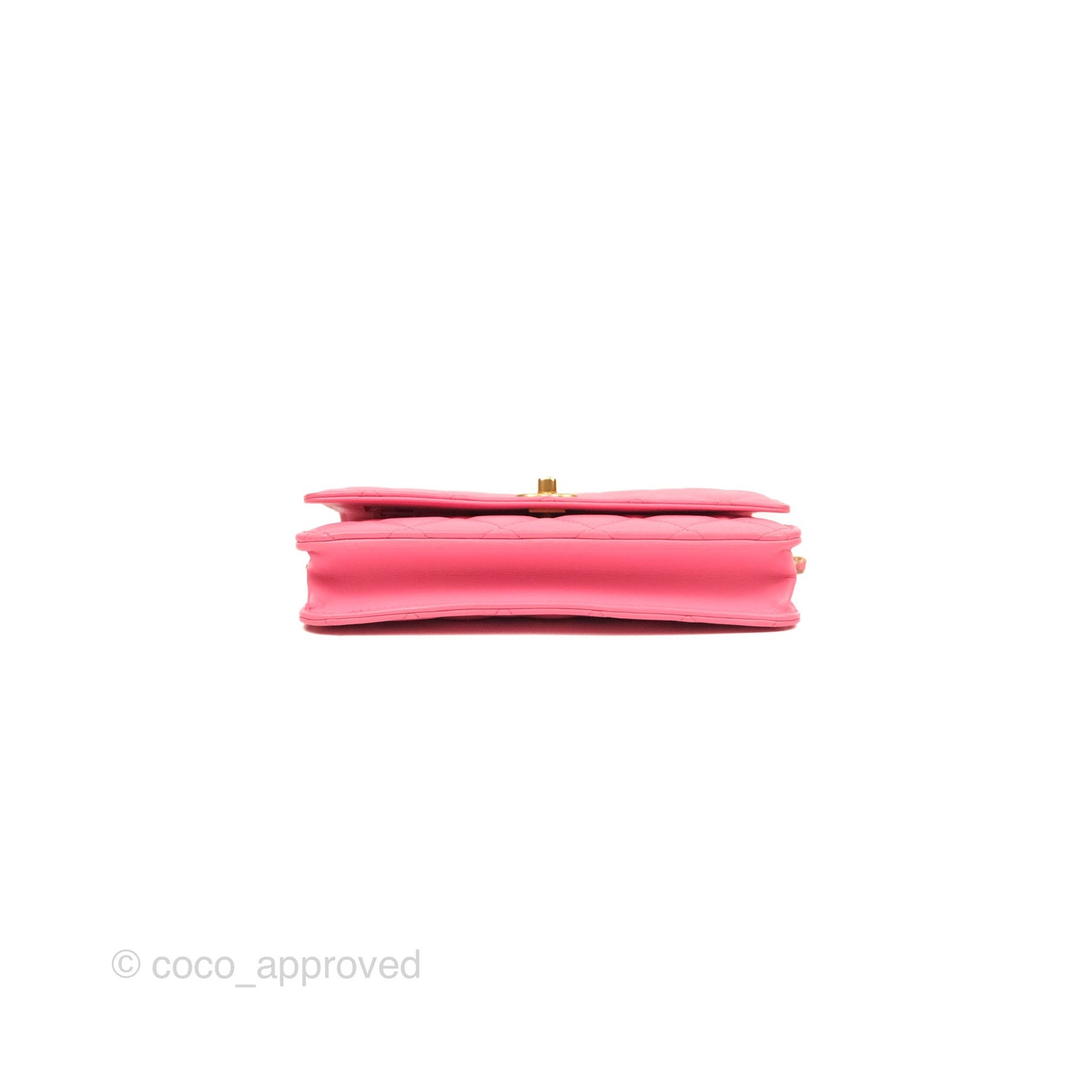 Chanel Quilted Pearl Crush Wallet on Chain WOC Pink Lambskin Aged Gold Hardware