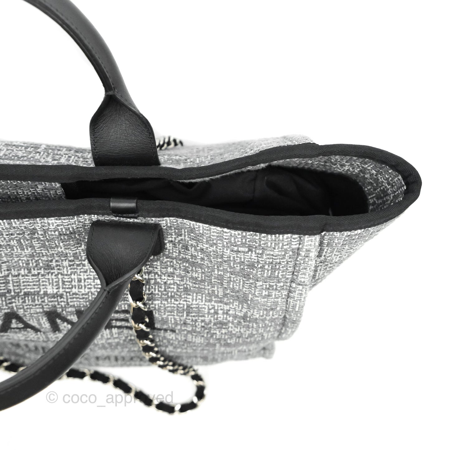 Chanel Large Deauville Charcoal Grey Tweed